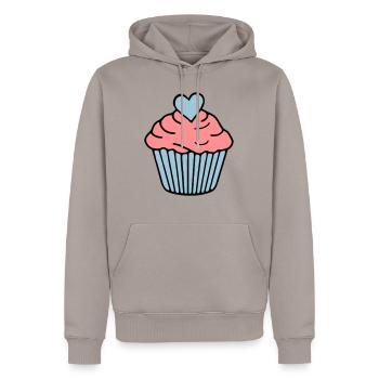 coeur de gâteau - Sweat à capuche Premium bio Homme - taupe - Devant - Nico (187cm)