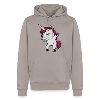 Party Einhorn Dabbing tanzen - Männer Premium Bio Hoodie - Taupe - Vorne - Nico (187cm)