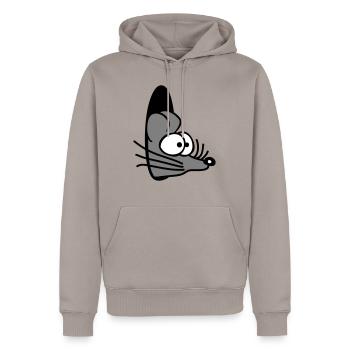 Maus Wand Loch Mauseloch Guckt Süß Lustig Comic - Männer Premium Bio Hoodie - Taupe - Vorne - Nico (187cm)