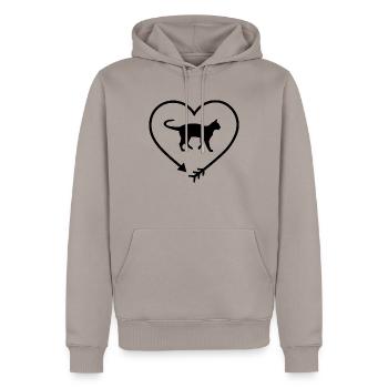 Flèche dans Heartshape et Cat - - Sweat à capuche Premium bio Homme - taupe - Devant - Nico (187cm)