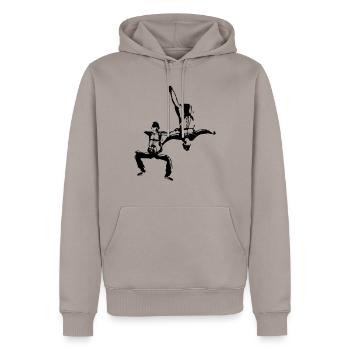 Free Fly - Sweat à capuche Premium bio Homme - taupe - Devant - Nico (187cm)