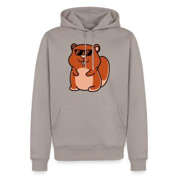 Hamster cool - Sweat à capuche Premium bio Homme - taupe - Devant - Nico (187cm)