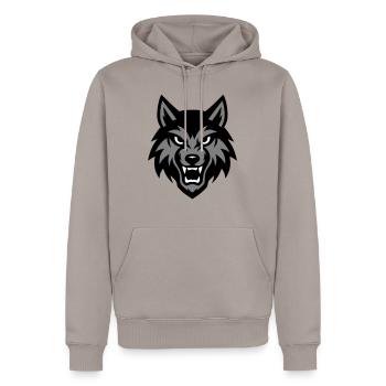 Wolf Head Animal - Men’s Premium Organic Hoodie - taupe - Front - Nico (187cm)