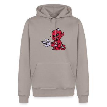 diable bebe - Sweat à capuche Premium bio Homme - taupe - Devant - Nico (187cm)