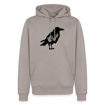 crow - Men’s Premium Organic Hoodie - taupe - Front - Nico (187cm)