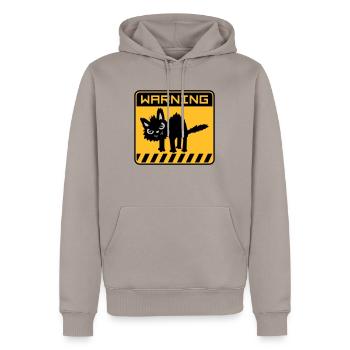 Avertissement chat dangereux - Sweat à capuche Premium bio Homme - taupe - Devant - Nico (187cm)