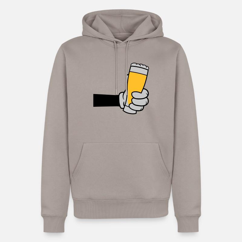 Bierglas anstoßen Comic Hand - Männer Premium Bio Hoodie - Taupe