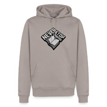 n’arrêtez jamais d’apprendre la citation - Sweat à capuche Premium bio Homme - taupe - Devant - Nico (187cm)