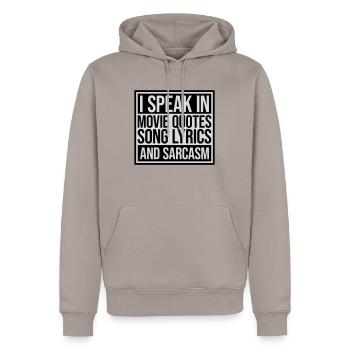 parler des paroles et du sarcasme - Sweat à capuche Premium bio Homme - taupe - Devant - Nico (187cm)