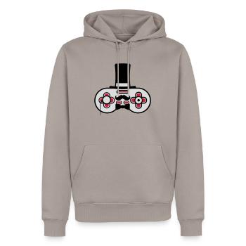 Messieurs vieux contrôleur rétro - Sweat à capuche Premium bio Homme - taupe - Devant - Nico (187cm)