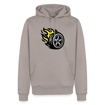 Flamme de pneu - Sweat à capuche Premium bio Homme - taupe - Devant - Nico (187cm)
