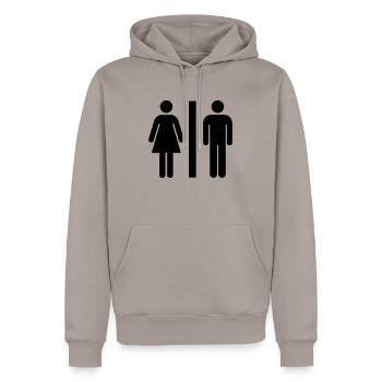 WC - Toilette - Mann - Frau - Männer Premium Bio Hoodie - Taupe - Vorne - Nico (187cm)