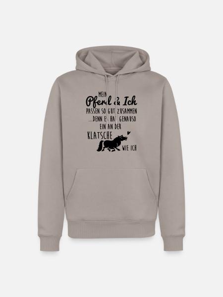 Mein Pferd und ich passen so gut zusammen denn es - Männer Premium Bio Hoodie - Taupe