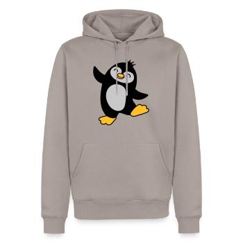 Joyeux pingouin mignon dansant - Sweat à capuche Premium bio Homme - taupe - Devant - Nico (187cm)
