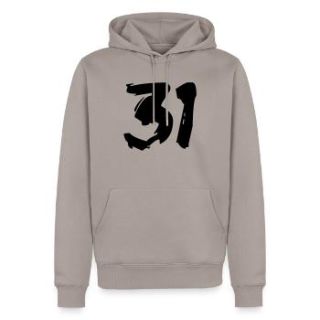 Brushed 31 - Männer Premium Bio Hoodie - Taupe - Vorne - Nico (187cm)