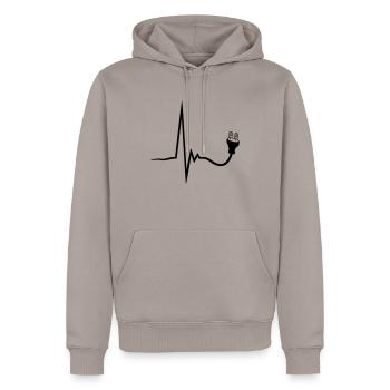 prise de courant du rythme cardiaque de prise de l - Sweat à capuche Premium bio Homme - taupe - Devant - Nico (187cm)
