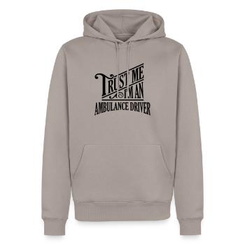 Trust me I'm an ambulance driver pro desi - Men’s Premium Organic Hoodie - taupe - Front - Nico (187cm)