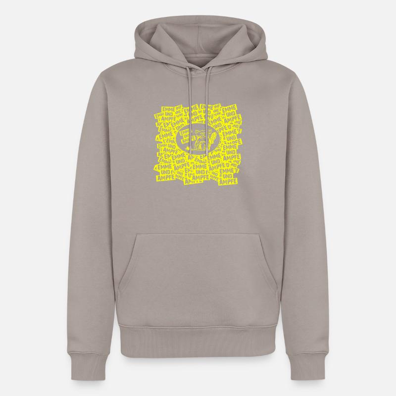 EMMEUNDAMPFE STICKERBOMB - JAUNE - Sweat à capuche Premium bio Homme - taupe