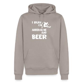 Biking Running Marathon Triathlon Bike - Men’s Premium Organic Hoodie - taupe - Front - Nico (187cm)