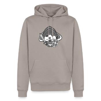 Lapin Chevalier Épée Bouclier Armure Casque Château Héros - Sweat à capuche Premium bio Homme - taupe - Devant - Nico (187cm)