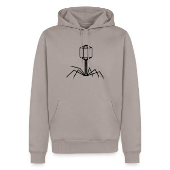 virus - Männer Premium Bio Hoodie - Taupe - Vorne - Nico (187cm)