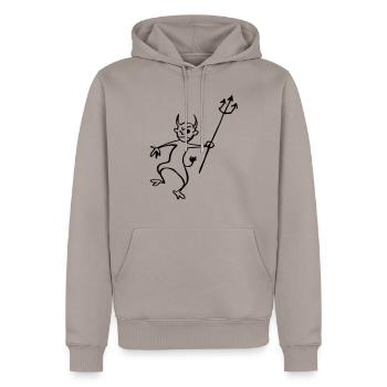Teufel - Männer Premium Bio Hoodie - Taupe - Vorne - Nico (187cm)