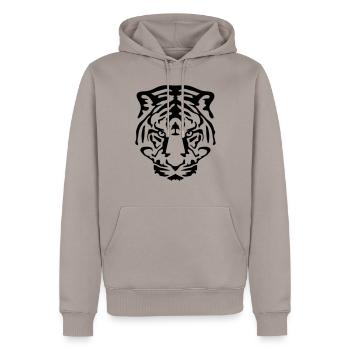 tiger tiger tattoo tribal animal geek face - Men’s Premium Organic Hoodie - taupe - Front - Nico (187cm)