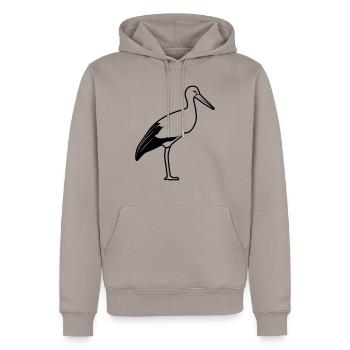 storch steht - Männer Premium Bio Hoodie - Taupe - Vorne - Nico (187cm)