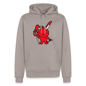 Bunny Devil Démon Mal Satan Enfer Trident Costume - Sweat à capuche Premium bio Homme - taupe - Devant - Nico (187cm)