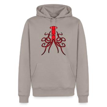 Pieuvre, pieuvre, pieuvre, céphalopode, mauvais œil - Sweat à capuche Premium bio Homme - taupe - Devant - Nico (187cm)