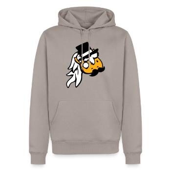Pferd Sir Herr reich Monokel Brille Zylinder Hut - Männer Premium Bio Hoodie - Taupe - Vorne - Nico (187cm)