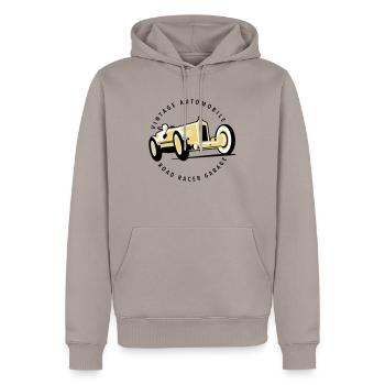 Car garage - Sweat à capuche Premium bio Homme - taupe - Devant - Nico (187cm)
