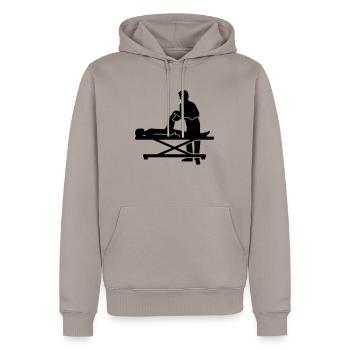 Physiothérapeute - Sweat à capuche Premium bio Homme - taupe - Devant - Nico (187cm)