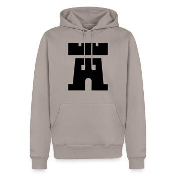 Siebenbürger Burg - Männer Premium Bio Hoodie - Taupe - Vorne - Nico (187cm)