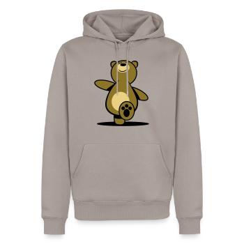 Ours en peluche faire de la randonnée - Sweat à capuche Premium bio Homme - taupe - Devant - Nico (187cm)