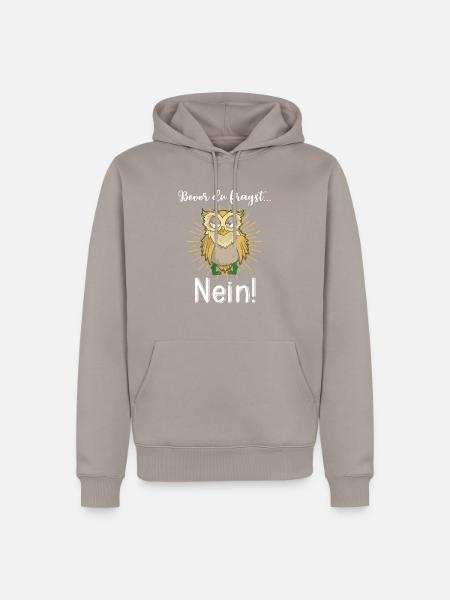 Bevor du fragst Nein mit süßer Eule Lustiges Tier - Männer Premium Bio Hoodie - Taupe