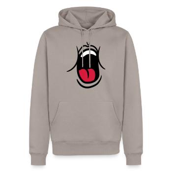hunger essen witzig gaehnen schreien mund muede br - Männer Premium Bio Hoodie - Taupe - Vorne - Nico (187cm)