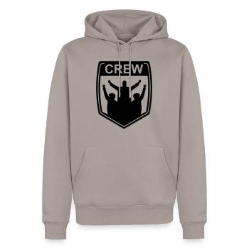 crew - Men’s Premium Organic Hoodie - taupe - Front - Nico (187cm)