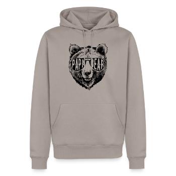 Papa Bär - Männer Premium Bio Hoodie - Taupe - Vorne - Nico (187cm)