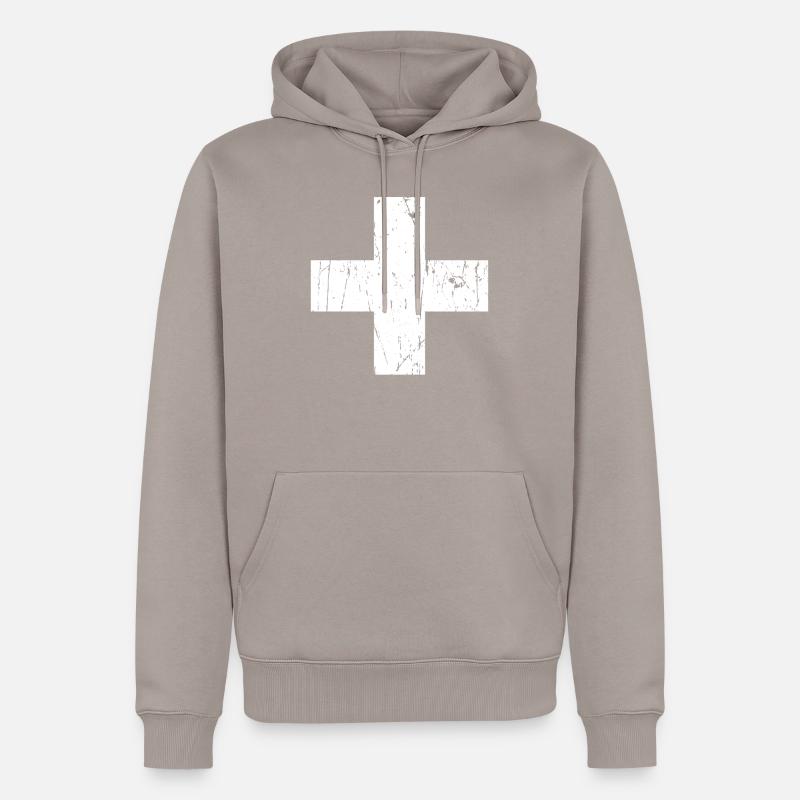 Drapeau de la Suisse - Sweat à capuche Premium bio Homme - taupe