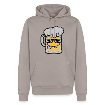 Tasse à bière Cool Face - Sweat à capuche Premium bio Homme - taupe - Devant - Nico (187cm)