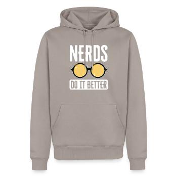 Les nerds le font mieux - Sweat à capuche Premium bio Homme - taupe - Devant - Nico (187cm)