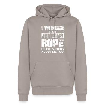 Speed Rope Skipping - Men’s Premium Organic Hoodie - taupe - Front - Nico (187cm)