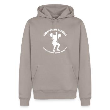 Bodybuilder Fitness Muscle Force Training Athlètes - Sweat à capuche Premium bio Homme - taupe - Devant - Nico (187cm)
