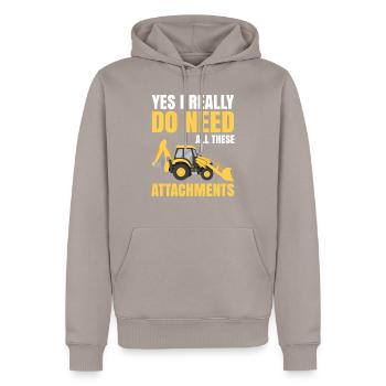 Baggerfahrer Baggerfahrerin Geschenke Männer Bau - Männer Premium Bio Hoodie - Taupe - Vorne - Nico (187cm)