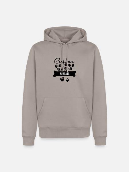 Café et bobtail - Sweat à capuche Premium bio Homme - taupe