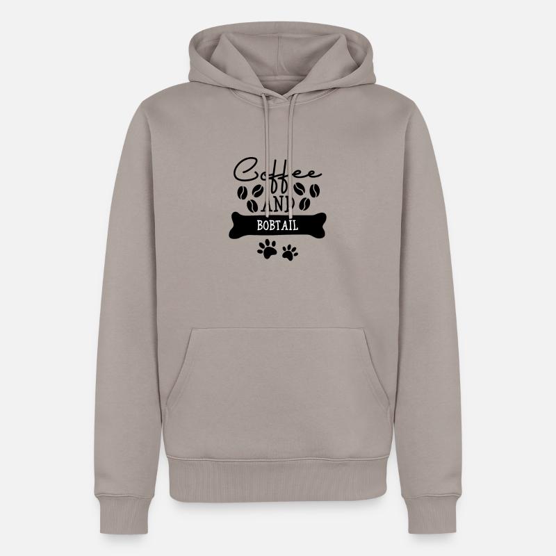 Café et bobtail - Sweat à capuche Premium bio Homme - taupe