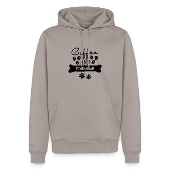 Café et poméranie - Sweat à capuche Premium bio Homme - taupe - Devant - Nico (187cm)