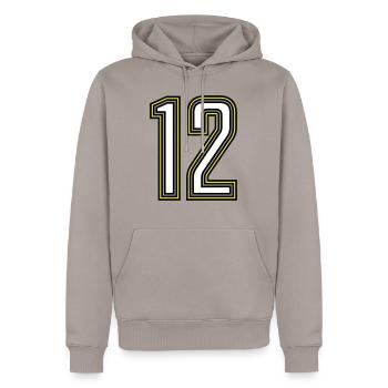 12 - Sweat à capuche Premium bio Homme - taupe - Devant - Nico (187cm)