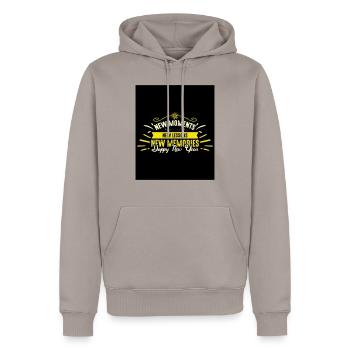 Nouvel An 4 - Sweat à capuche Premium bio Homme - taupe - Devant - Nico (187cm)